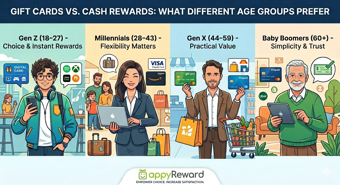 Gift Cards vs. Cash Rewards: What Different Age Groups Prefer